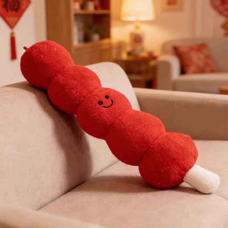 Candied Hawthorn Skewer Shaped Plush Throw Pillow